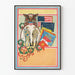 Vintage militaire poster met soldaten en Amerikaanse vlaggen