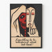 Decorative graphic poster of a face half skeleton