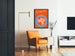 Poster Stop In Blue Circle on Orange Background - Contemporary Wall Decoration