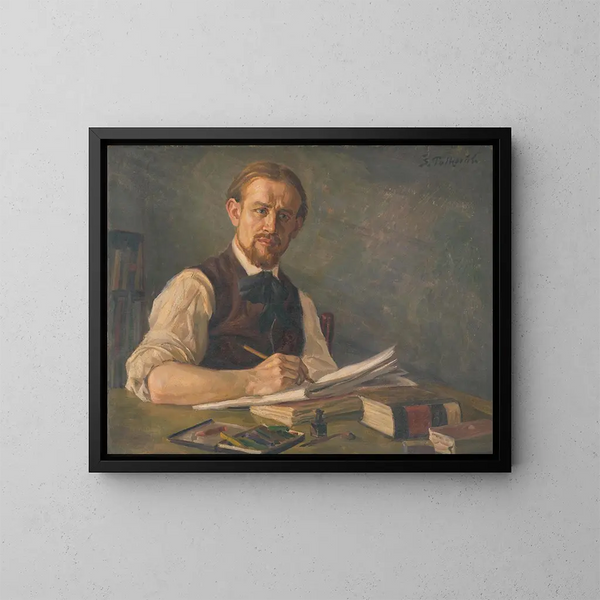 J. Alexy en als student van de Academie van Praag - Stefan Polkorb — ingelijst kunstwerk aan de muur