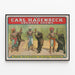 Vintage poster of Carl Hagenbeck – Bear trainers and Hindu hunters — framed artwork on a wall