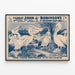 Vintage poster van het Grote Circus van John Robinson met Witte Pelikanen — ingelijst kunstwerk aan de muur