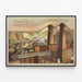 Vintage poster of the Suspension Bridge and Niagara Falls — framed artwork on a wall