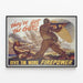 Vintage Military Poster « Give 'Em More Firepower » — framed artwork on a wall