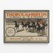 Vintage poster van volbloedpaarden - Rens met paarden en jockeys — ingelijst kunstwerk aan de muur