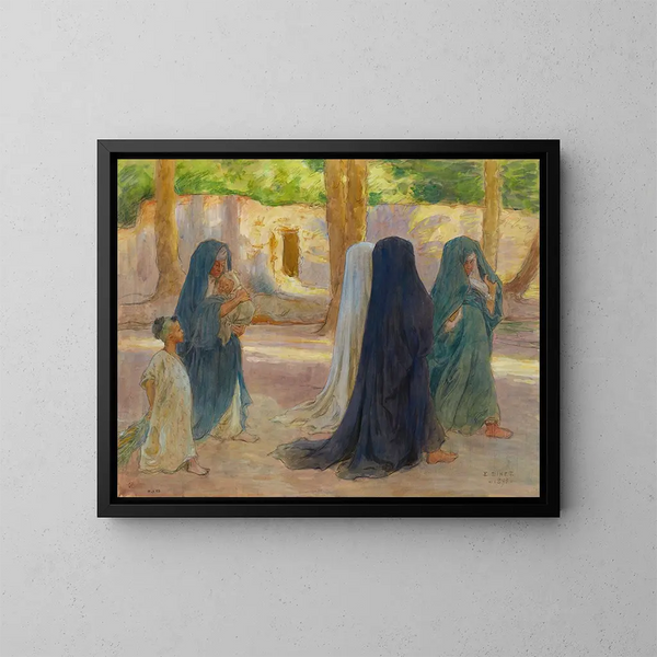 Vrouwen in Arabische wandeling - Étienne Dinet — ingelijst kunstwerk aan de muur