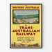 Vintage poster Trans-Australische Spoorlijn richting West-Australië