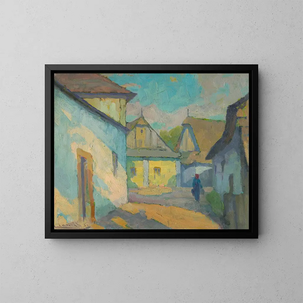 van een dorpsthema uit Oost-Slowaakse dorp - Ludovit Ordok — ingelijst kunstwerk aan de muur
