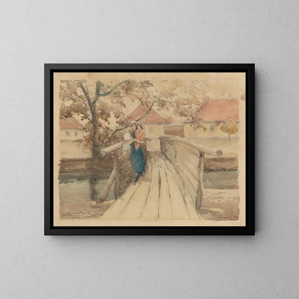 Pont en bois - Ludovit Ordok — ingelijst kunstwerk aan de muur