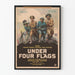 Vintage oorlog poster onder vier vlaggen