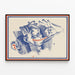 Vintage poster met blauwe en rode lippen sluiting — ingelijst kunstwerk aan de muur