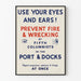 Vintage Poster Use Your Eyes and Ears for Fire Prevention