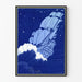 Poster Blauw Zeilboot en Sterrennacht