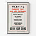 Vintage military safety warning poster