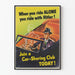 Vintage poster raising awareness about carpooling - striking design
