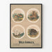 Vintage Poster of Wild Animals - Deer, Jaguar, Polar Bear, and Grizzly Bear