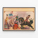 Vintage poster of a female equestrian show — framed artwork on a wall