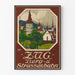 Vintage poster of Zug mountain and street railway, Swiss city